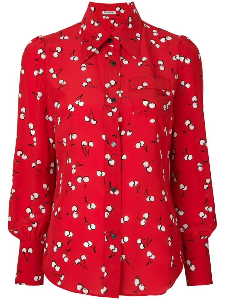 Miu Miu Cherry Print Shirt - Red