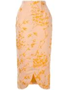Bambah Embroidered Pencil Skirt - Yellow