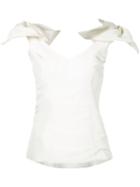 Bambah - Faille Shoulder Bow Top - Women - Silk - 8, White, Silk