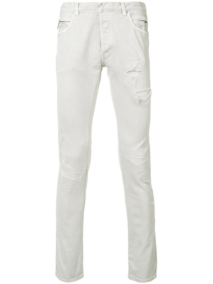 Balmain - Distressed Slim Jeans - Men - Cotton/polyurethane - 32, Grey, Cotton/polyurethane