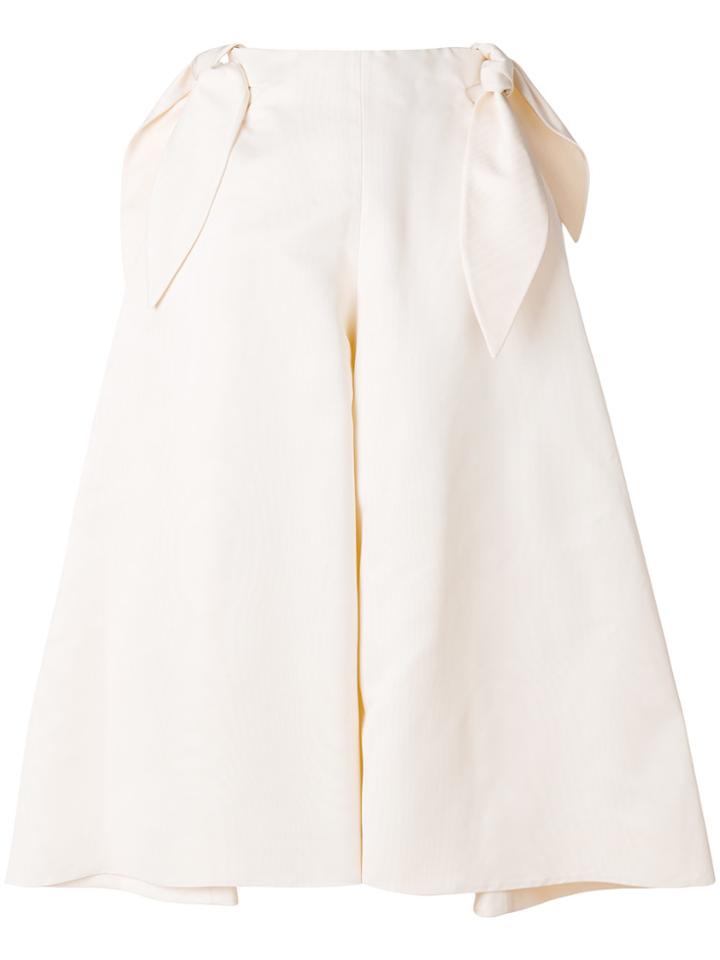 Delpozo Bow Detail Wide Trousers - Nude & Neutrals