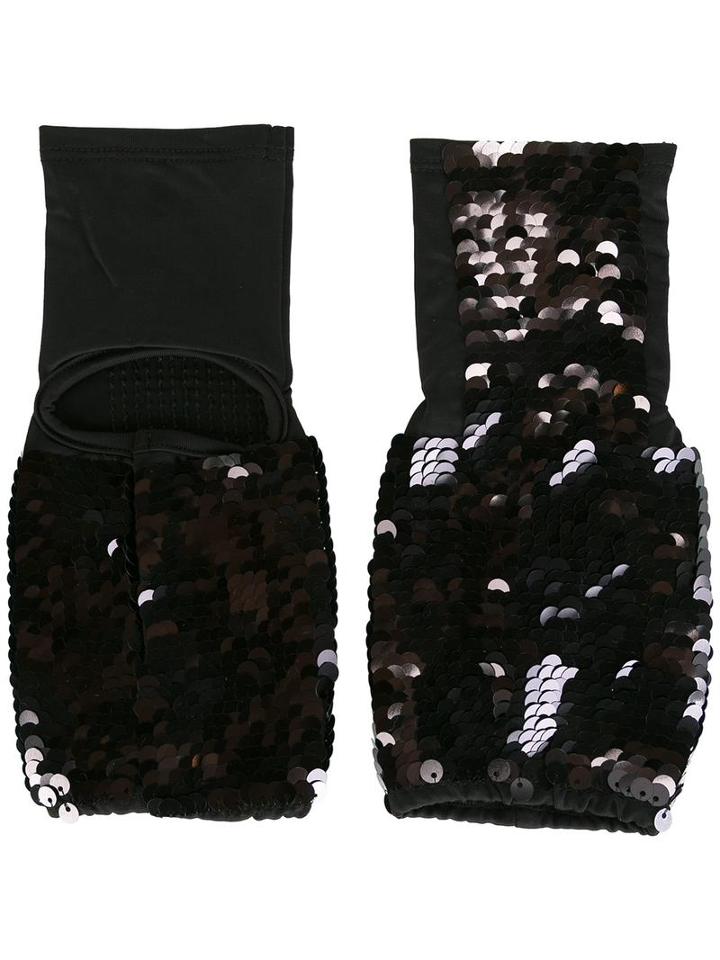 Mes Demoiselles Sequin Embellished Gloves, Women's, Black, Polyester/spandex/elastane