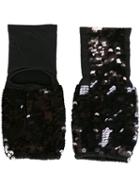 Mes Demoiselles Sequin Embellished Gloves, Women's, Black, Polyester/spandex/elastane