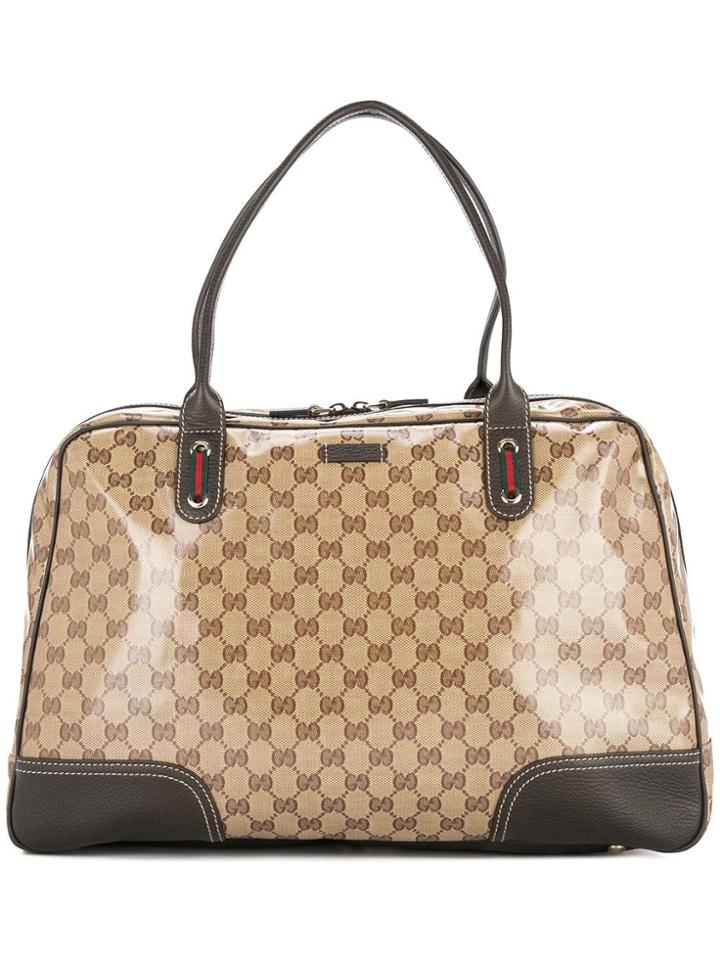 Gucci Vintage Gg Shelly Line Travel Hand Bag - Brown
