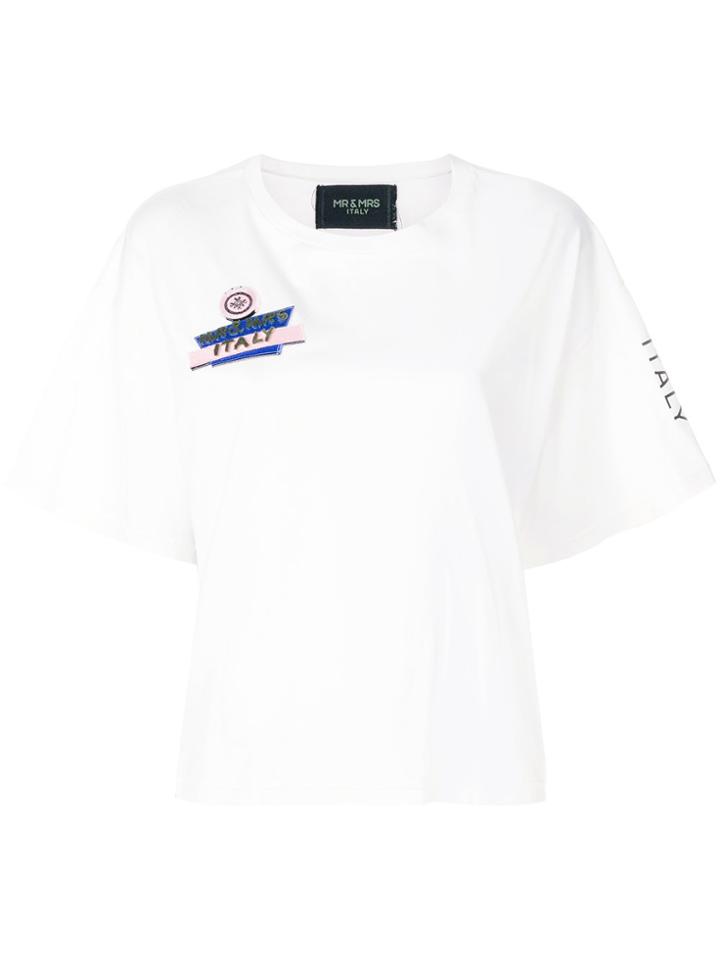 Mr & Mrs Italy Flocked Logo T-shirt - White