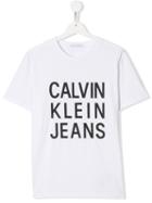 Calvin Klein Kids Teen Logo Printed T-shirt - White