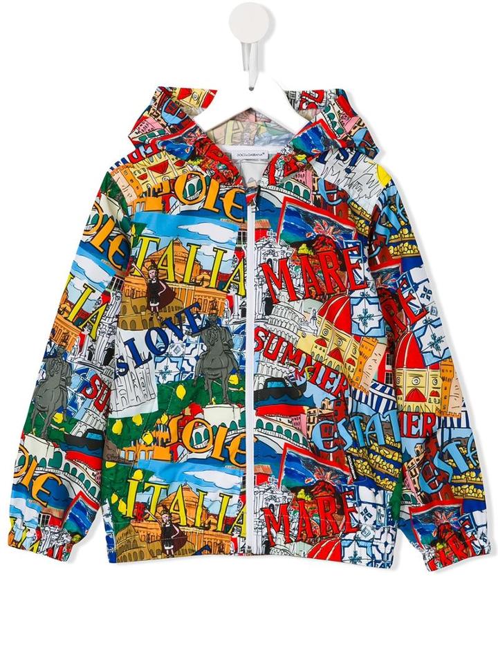 Dolce & Gabbana Kids Italia Is Love Windbreaker Jacket, Boy's, Size: 10 Yrs