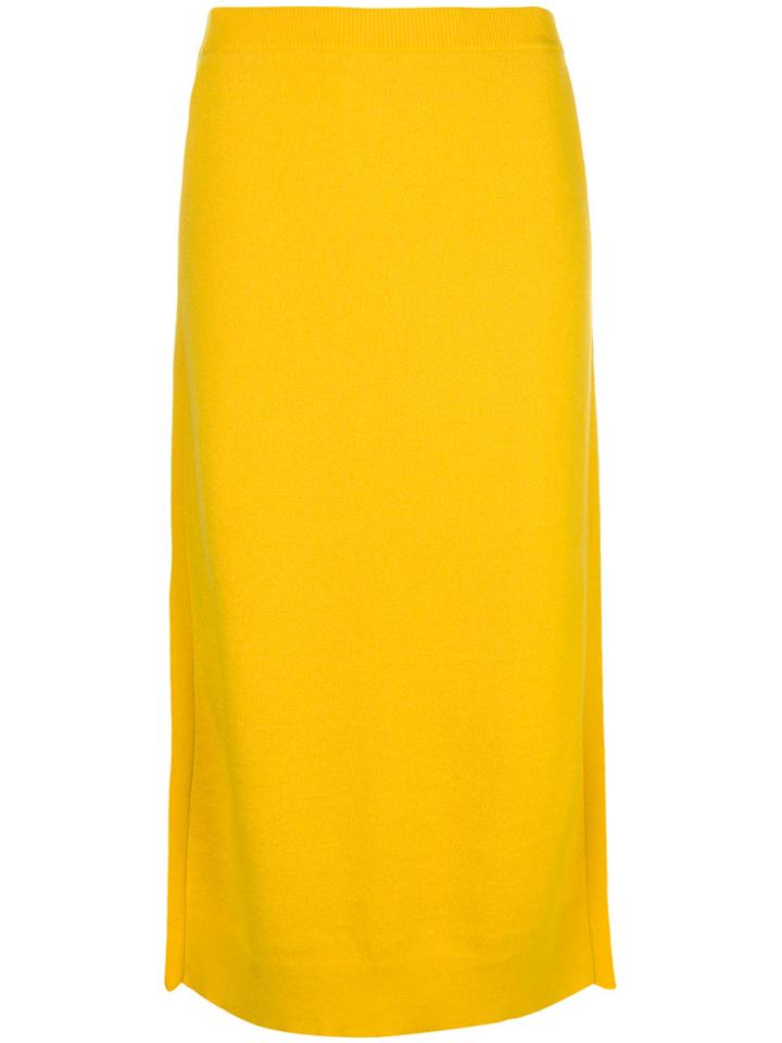Pringle Of Scotland Knitted Midi Skirt - Yellow & Orange