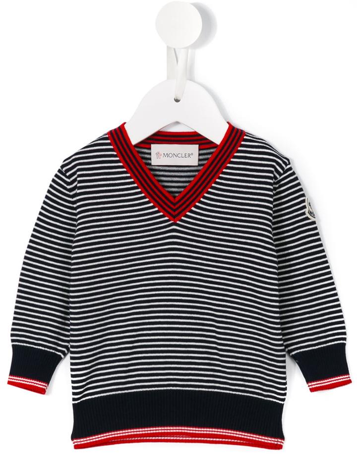 Moncler Kids V-neck Striped Jumper, Girl's, Size: 18-24 Mth, Black