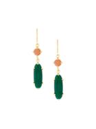 Wouters & Hendrix Sunstone And Green Agate Earrings, Women's, Metallic