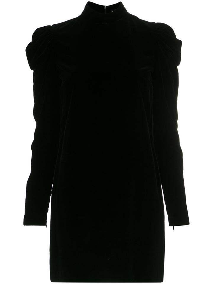 Reinaldo Lourenço Turtle Neck Velvet Dress - Black