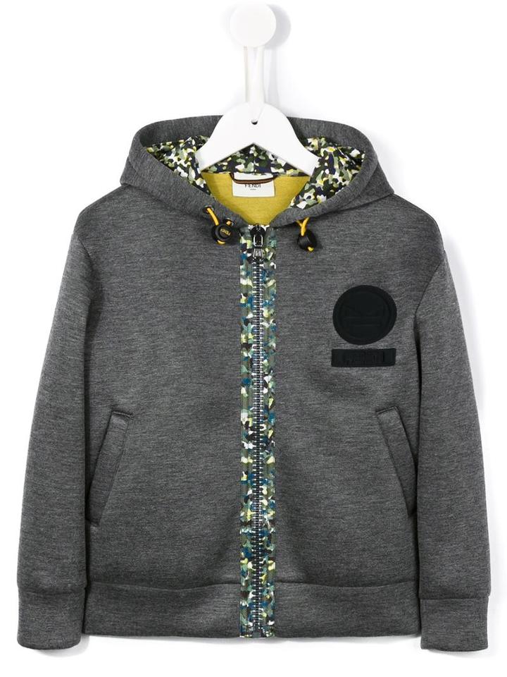 Fendi Kids Hooded Bomber Jacket, Boy's, Size: 10 Yrs, Grey