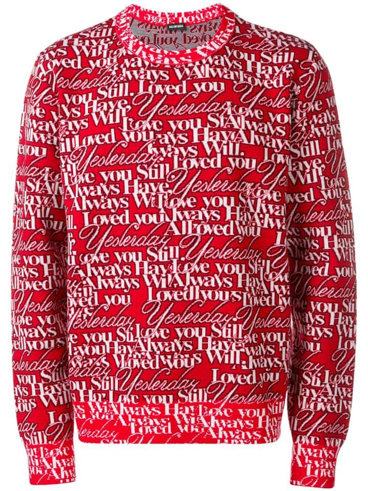 Balenciaga Loved Crew Neck Sweater - Red