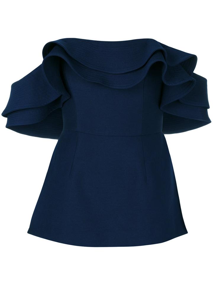 C/meo - Strapless Peplum Top - Women - Polyester - M, Blue, Polyester