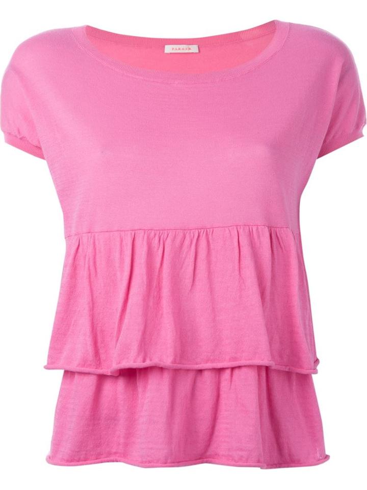 P.a.r.o.s.h. Tiered Scoop Neck Top, Women's, Size: Xs, Pink/purple, Cotton