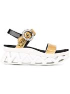 Marc By Marc Jacobs Ninja Strass Wave Sandals, Women's, Size: 37, Grey, Leather/rubber