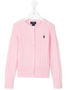 Ralph Lauren Kids Ribbed Cardigan, Girl's, Size: 10 Yrs, Pink/purple