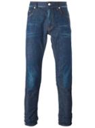 Love Moschino Striped Detail Skinny Jeans, Men's, Size: 33, Blue, Cotton/spandex/elastane