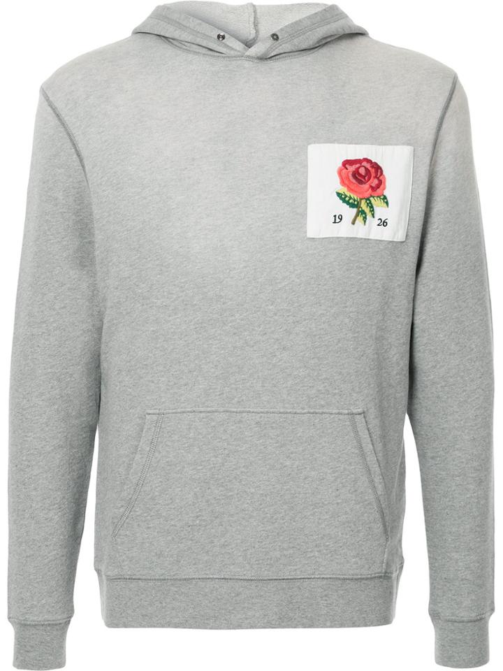Kent & Curwen Embroidered Rose Hoodie - Grey