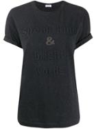 Brunello Cucinelli Slogan Embroidered T-shirt - Grey