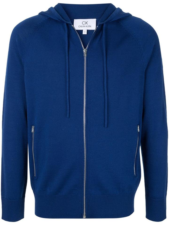 Ck Calvin Klein Knitted Zip Hoodie - Blue