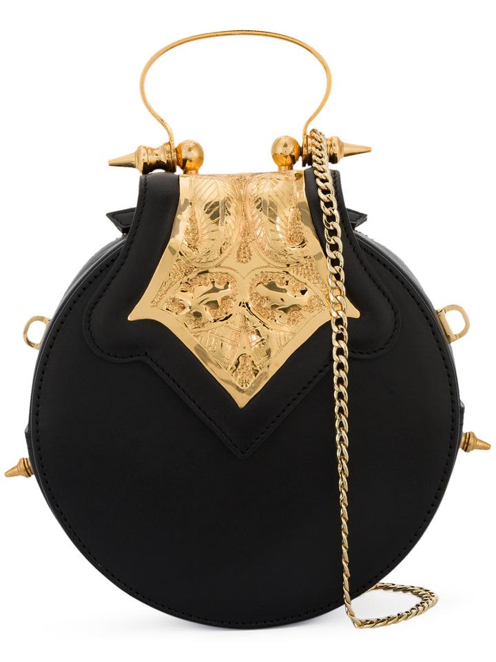 Okhtein - Mini Dome Clutch Bag - Women - Leather/brass - One Size, Women's, Black, Leather/brass