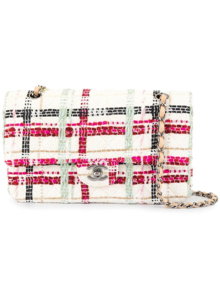 Chanel Vintage Double Flap Chain Shoulder Bag - White