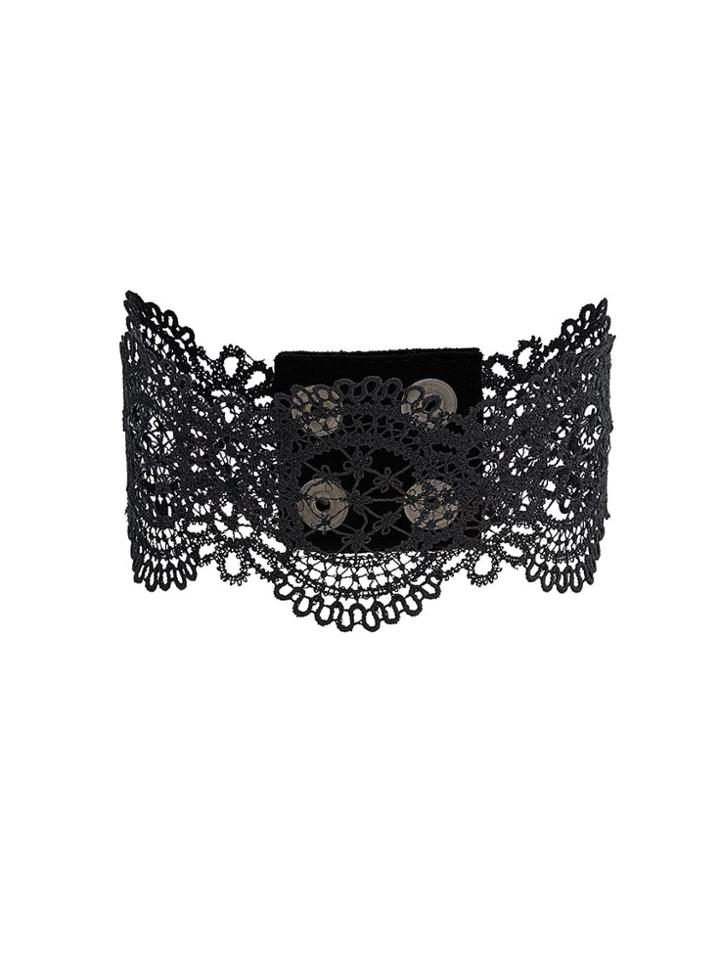 Manokhi Embroidered Choker Necklace - Black