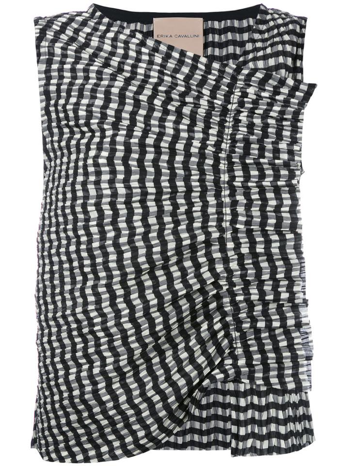 Erika Cavallini Ruffled Plaid Tank, Women's, Size: 40, Black, Polyester/polyamide/cotton