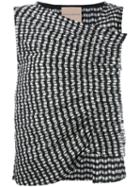 Erika Cavallini Ruffled Plaid Tank, Women's, Size: 40, Black, Polyester/polyamide/cotton
