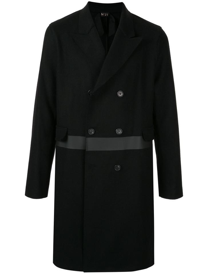 Nº21 Contrast Stripe Coat - Black