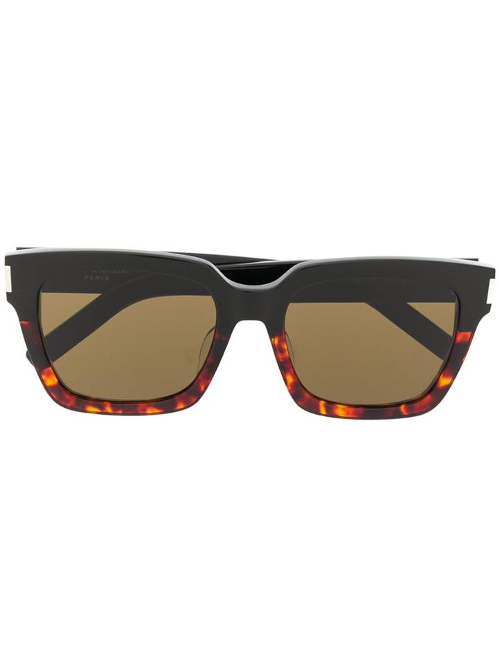Saint Laurent Eyewear Tortoiseshell Thick Frame Sunglasses - Black