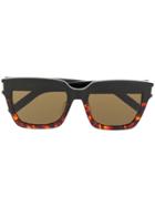 Saint Laurent Eyewear Tortoiseshell Thick Frame Sunglasses - Black