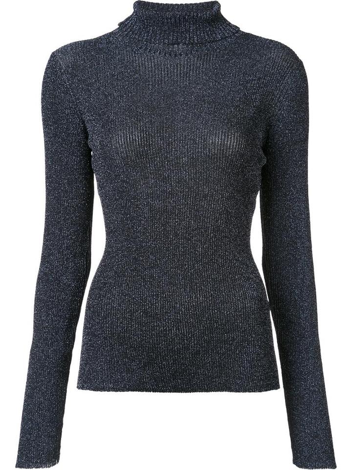 3.1 Phillip Lim Lurex Roll Neck Jumper, Women's, Size: Small, Blue, Polyester/metallic Fibre