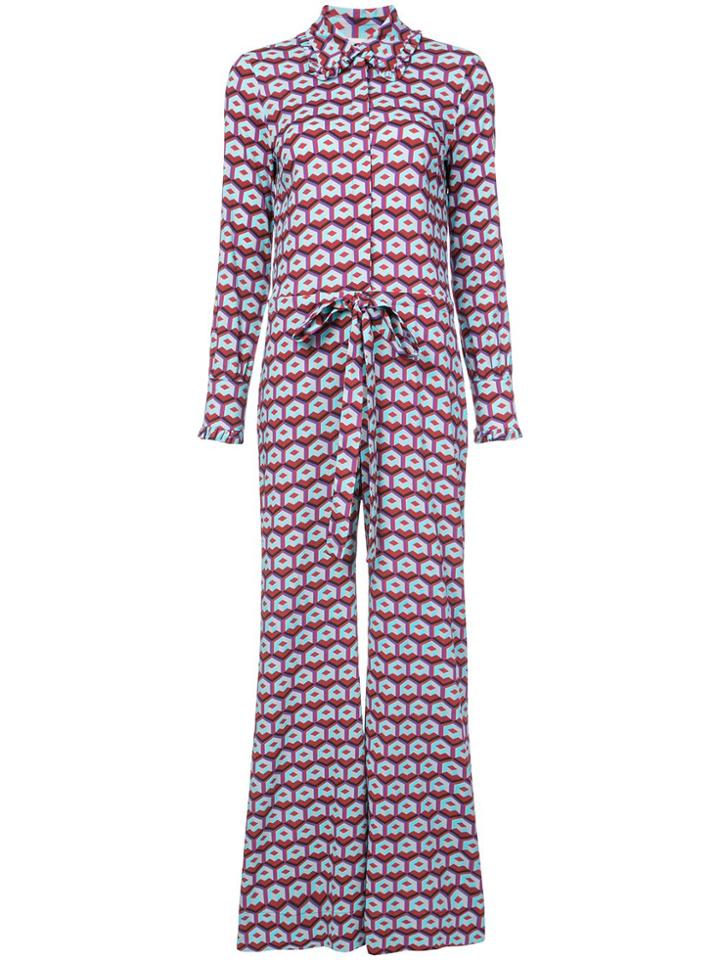 La Doublej Printed Wide Leg Jumpsuit - Blue