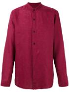 Z Zegna - Band Collar Shirt - Men - Linen/flax - S, Red, Linen/flax