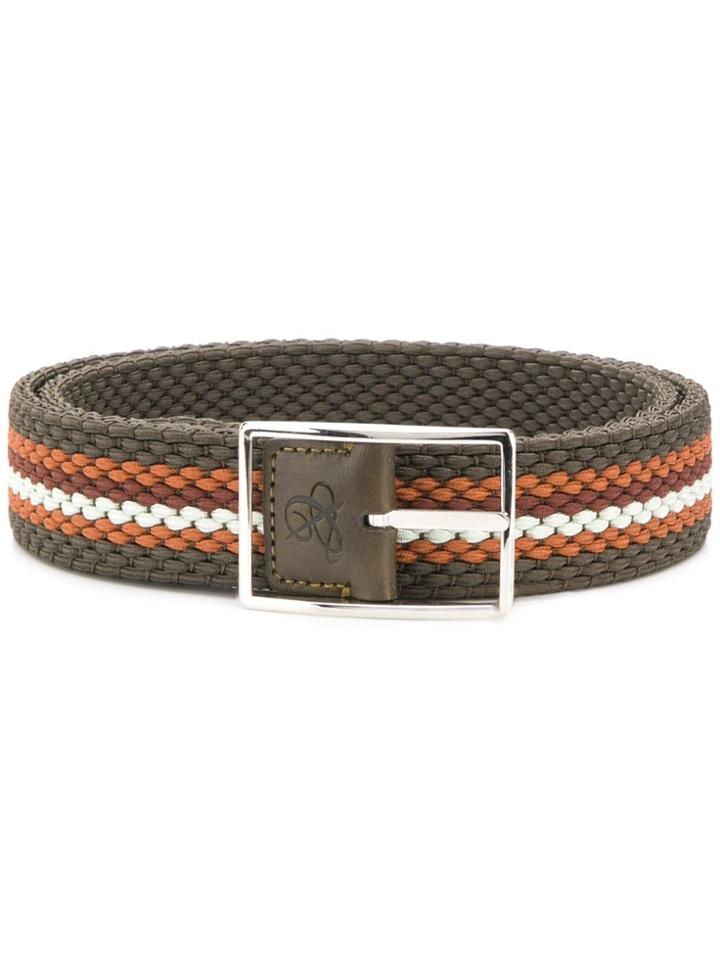 Canali Woven Stripe Belt - Green