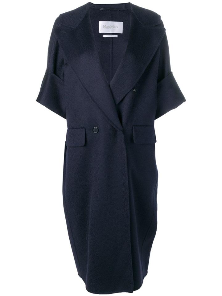 Max Mara Short Sleeved Double-breasted Coat - Blue