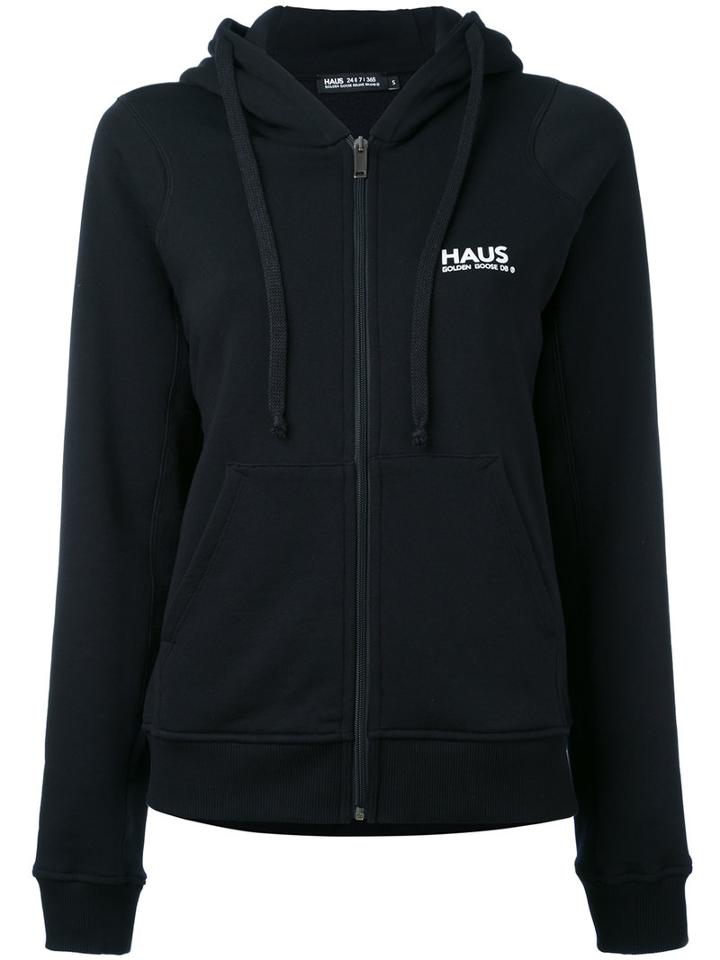 Haus By Ggdb - Long Sleeve Zip Front Logo Hoodie - Women - Cotton - M, Women's, Black, Cotton