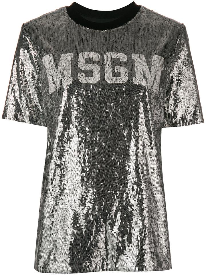 Msgm All Over Sequin T-shirt - Metallic