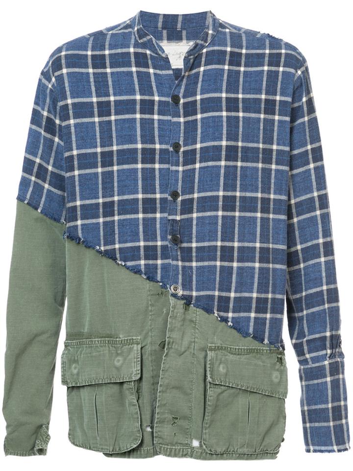 Greg Lauren Checked Panel Shirt - Green