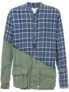Greg Lauren Checked Panel Shirt - Green