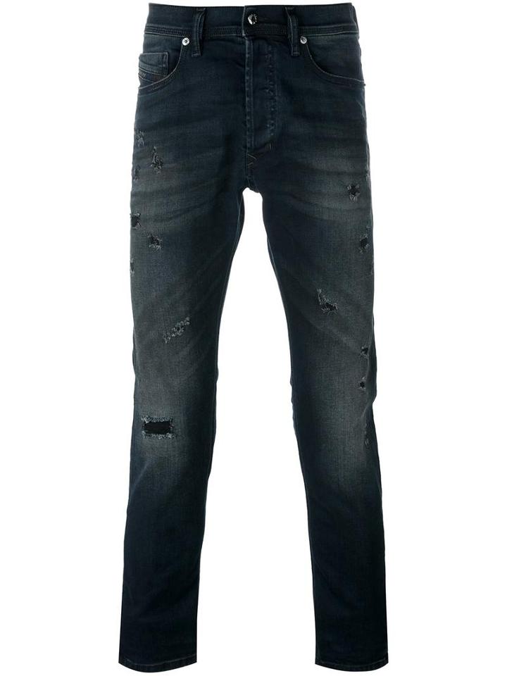 Diesel Distressed Jeans, Men's, Size: 30/32, Blue, Cotton/spandex/elastane