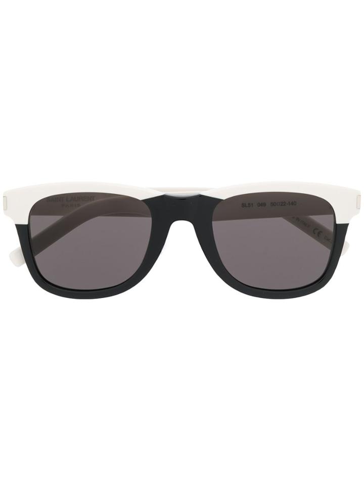 Saint Laurent Eyewear Two Tone Square Sunglasses - White