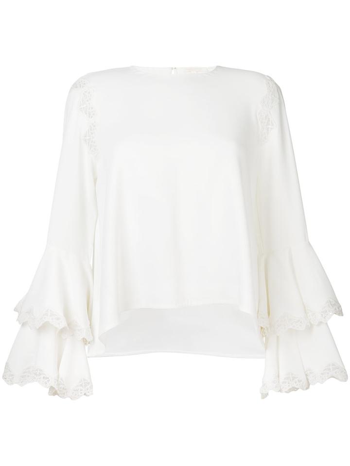Jonathan Simkhai - Ruffle Sleeve Top - Women - Spandex/elastane/acetate/viscose - M, White, Spandex/elastane/acetate/viscose