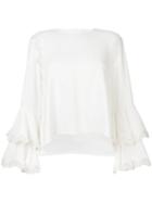 Jonathan Simkhai - Ruffle Sleeve Top - Women - Spandex/elastane/acetate/viscose - M, White, Spandex/elastane/acetate/viscose