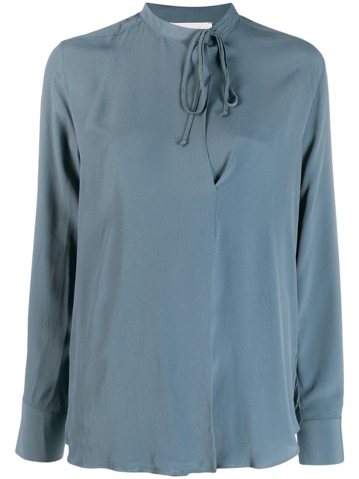 Glanshirt Neck-tied Blouse - Blue