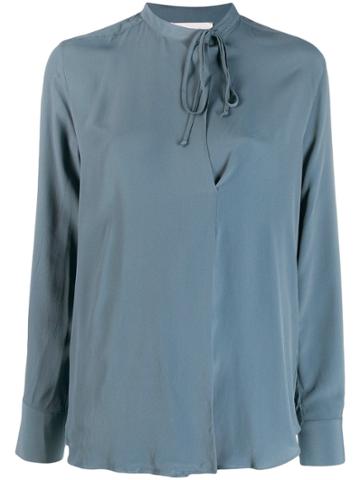 Glanshirt Neck-tied Blouse - Blue