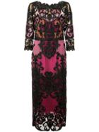 Marchesa Notte 3/4 Sleeve Colour Block Dress - Pink