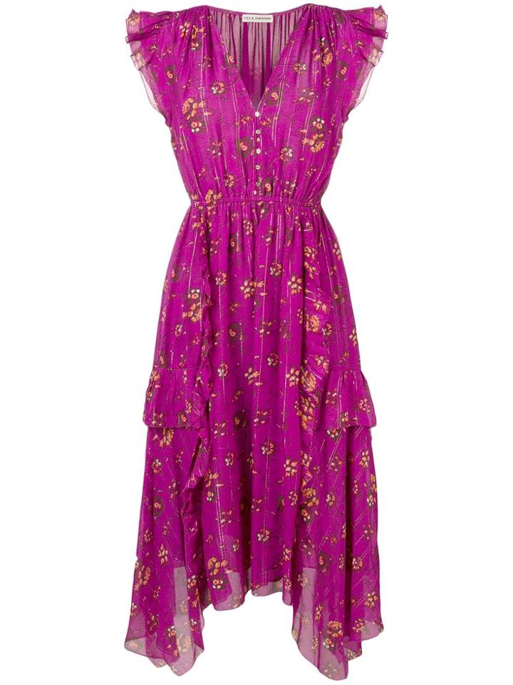 Ulla Johnson Floral Print Asymmetric Dress - Purple